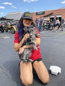 32nd Annual Chicago Vintage Motorcycle Show Christine Chun with Puppy