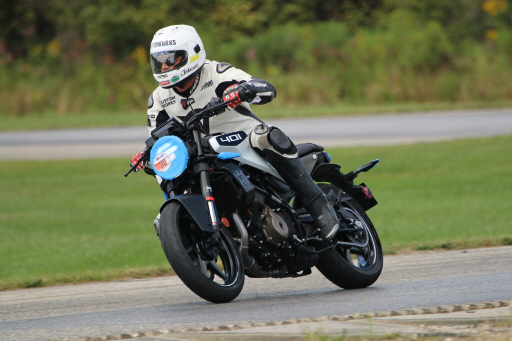 Johnny at the Track riding a Husqvarna Svartpilen 401